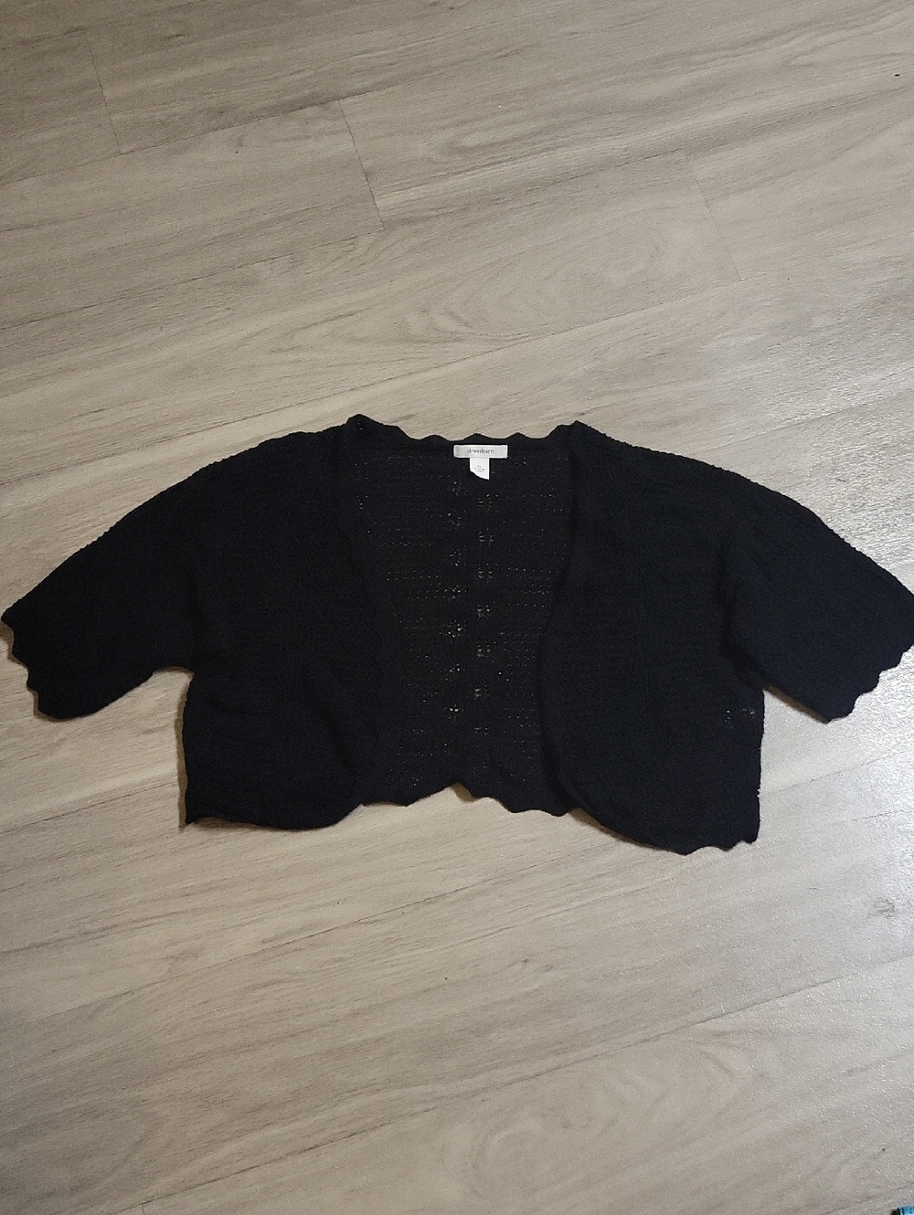 Dress Barn Black Cropped Open-Front Knit Cardigan